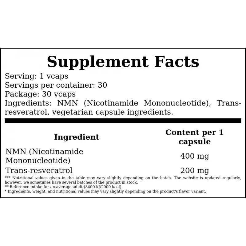 Hiro Lab NMN NAD+ Booster + Resveratrol - 30 Veg Caps
