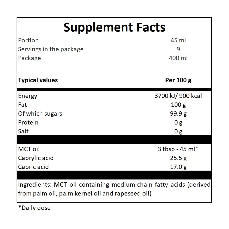 Hiro Lab Pure C8 MCT Oil - 400 ml - 100% Coconut Oil
