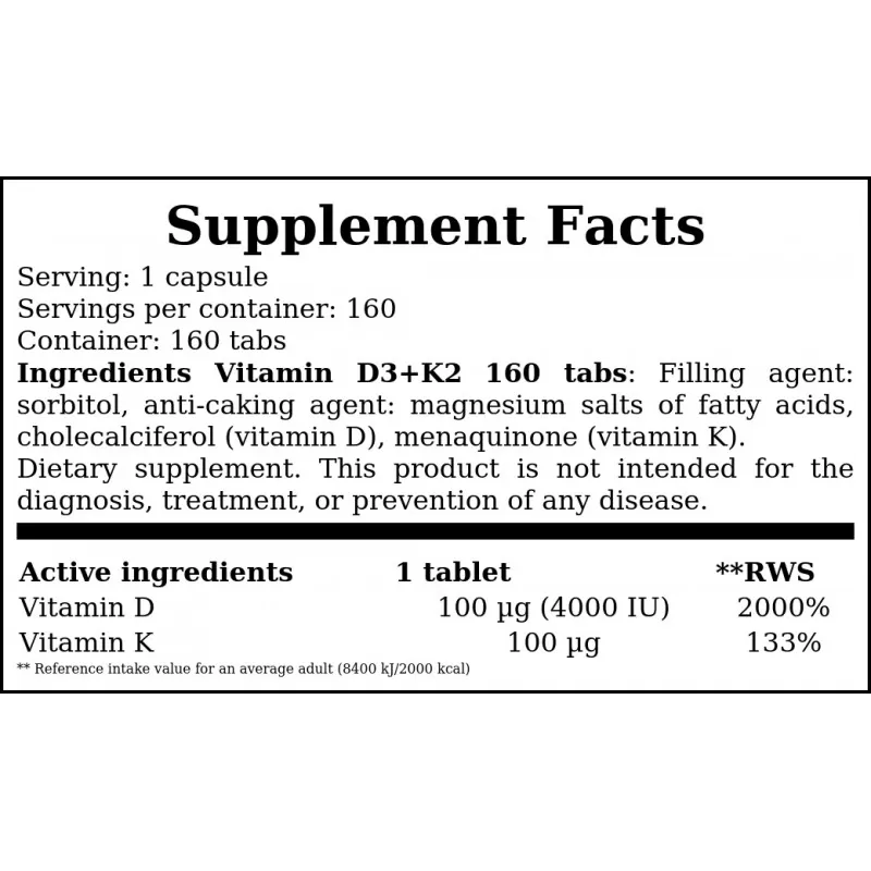Hiro Lab Vitamin D3 4000IU + K2 MK7 - 160 tabs