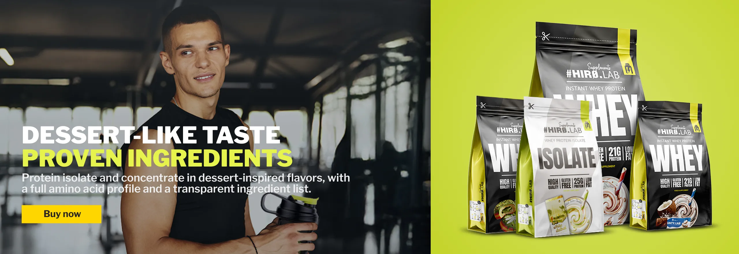 Hiro Lab whey protein range banner